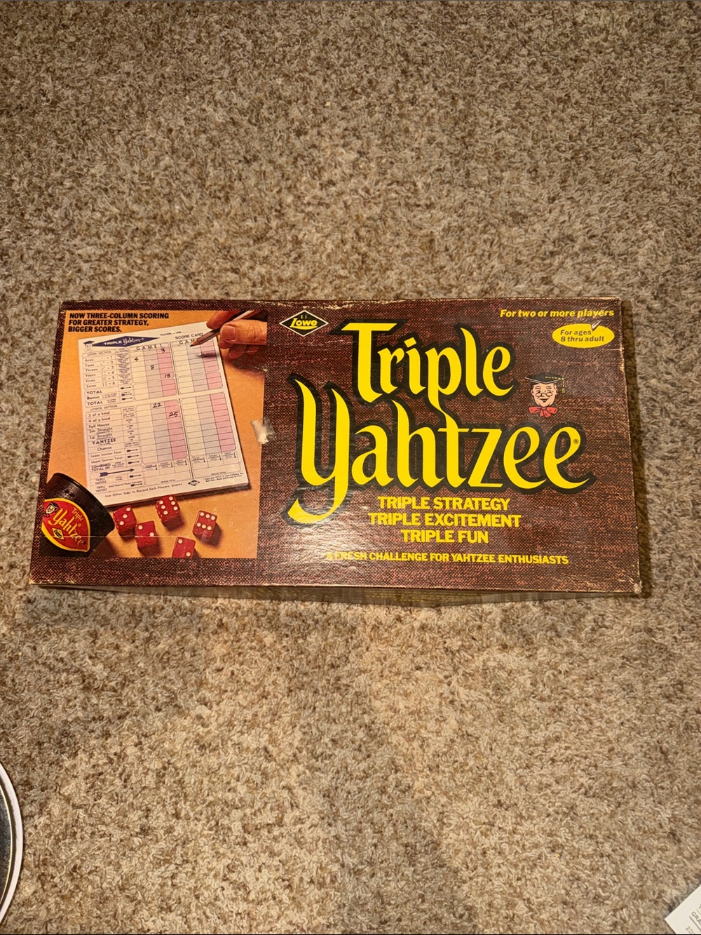 TRIPLE YAHTZEE Vintage 1972 ES Lowe Milton Bradley Dice Game